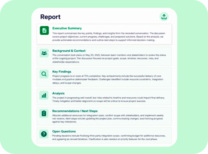 LIVVO.AI meeting reports dashboard