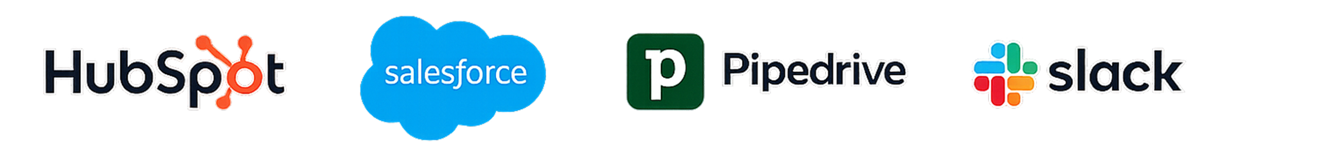 HubSpot, Salesforce, Pipedrive, Slack